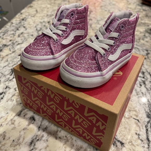 Vans Sk8-Hi Zip Glitter Lilac - Size 4 Baby / Toddler Shoes - Picture 1 of 5